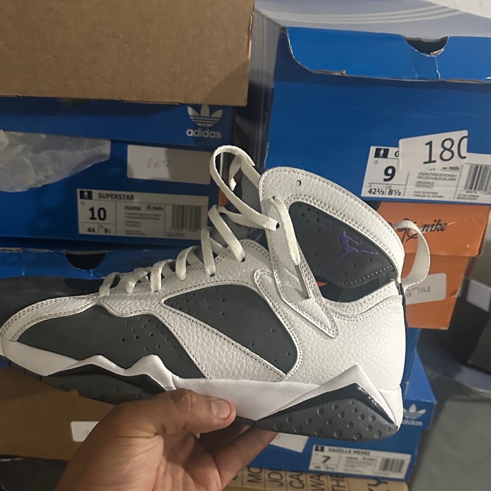 Jordan White and Gray High-Top Sneakers